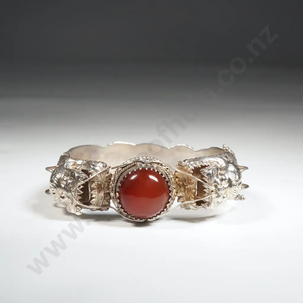 Ornate Dragon Chinese Silver Bracelet Image 1++