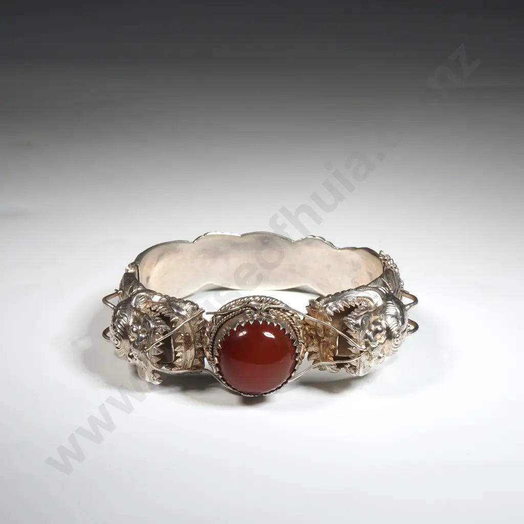 Ornate Dragon Chinese Silver Bracelet Image 1++