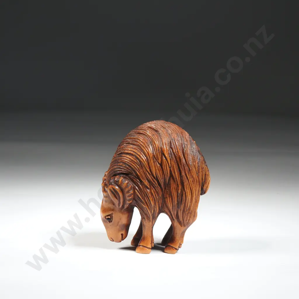 Wooden Netsuke Of Ram  Image 1++