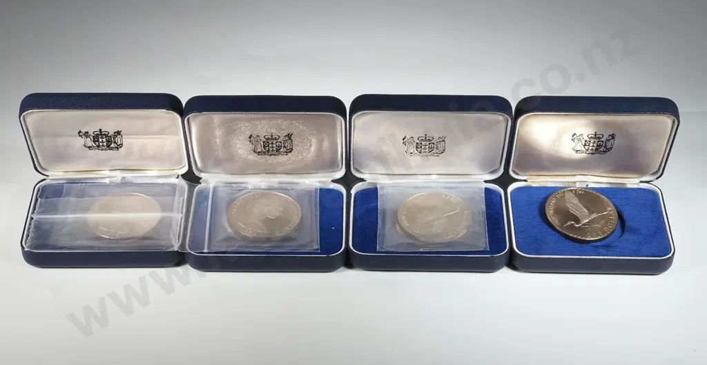 Four New Zealand Cased Proof Dollar Coins  Image 1++