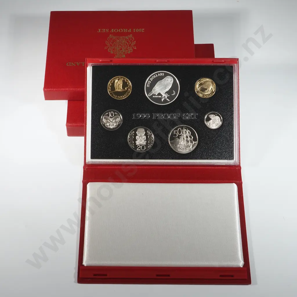 Three New Zealand Proof Coin Sets - Each w Silver One Dollar Coin  Image 1++