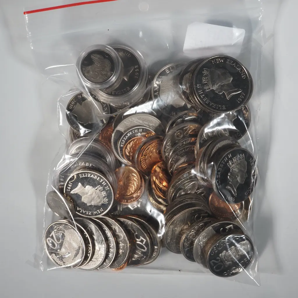 Box of Loose Proof New Zealand Coins 1- 50 Cents  Image 1++
