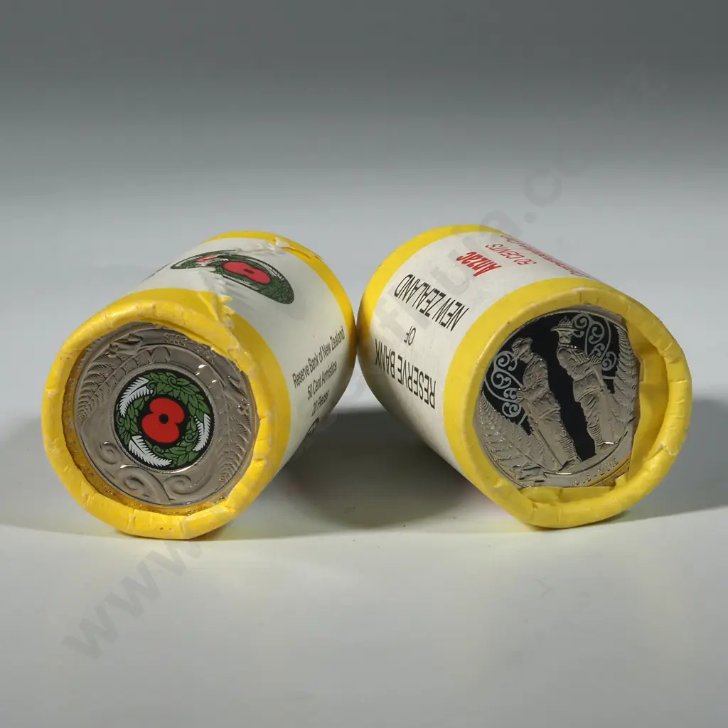 Two Rolls of 2018 Armistice Bi Colour Fifty Cent Coins  Image 1++