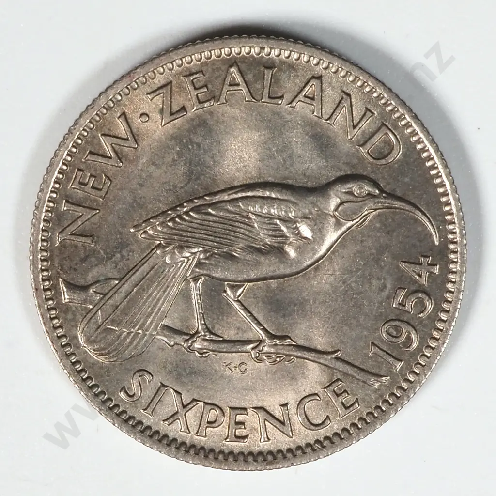 1954 New Zealand Sixpence Nice Lustre  Image 1++