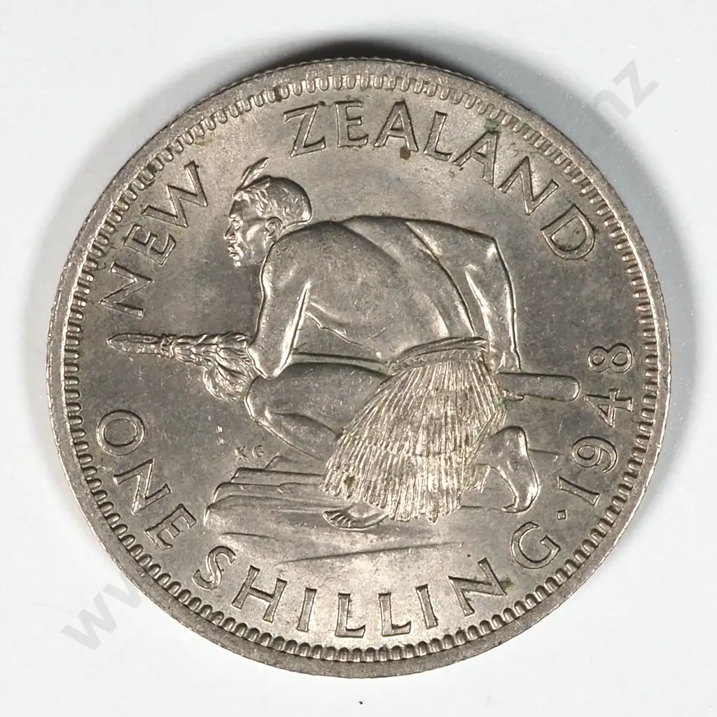 1948 New Zealand Shilling - Nice Lustre - Few Small Spots  Image 1++