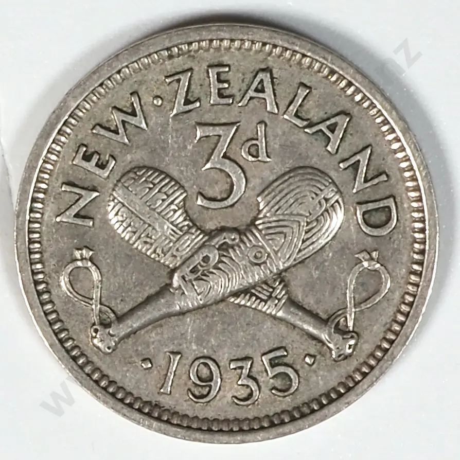 1935 New Zealand Threepence  Image 1++