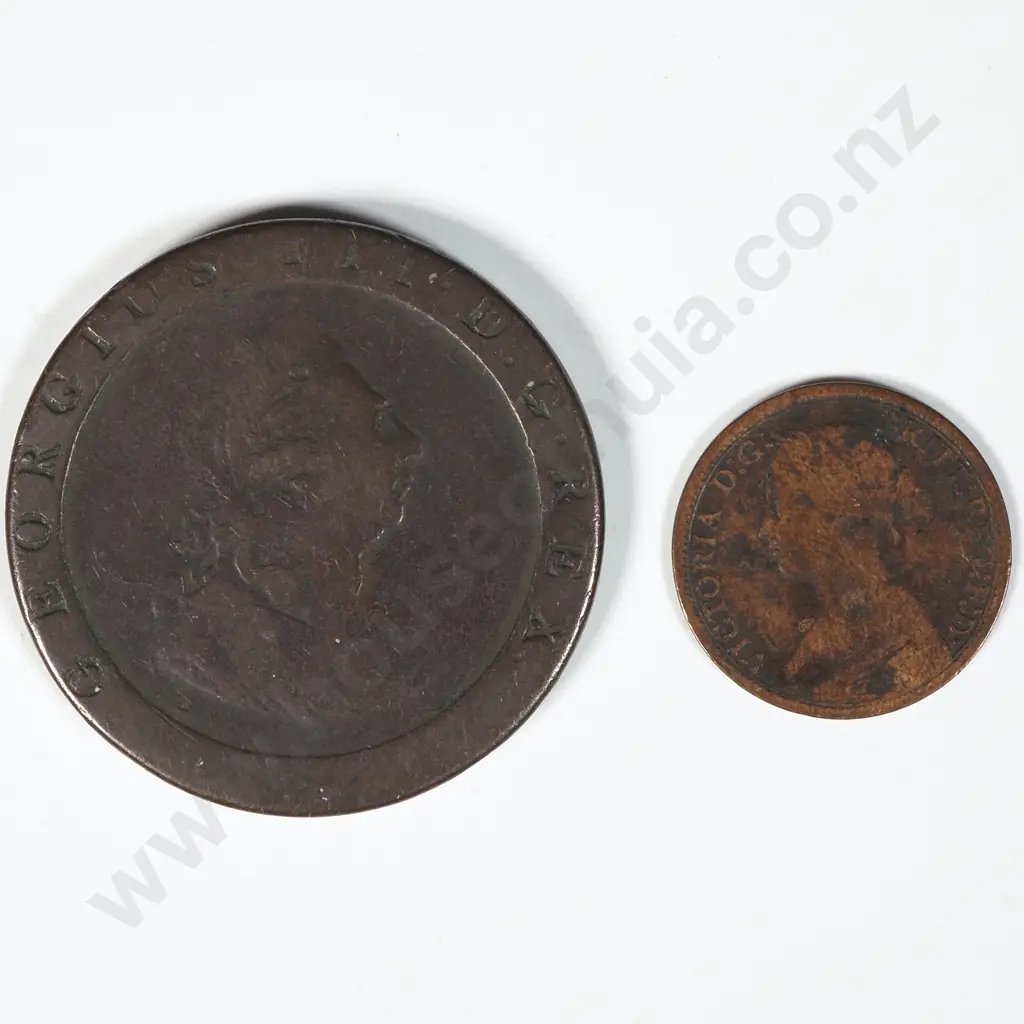 1797 United Kingdom Cartwheel Penny & 1862 Half Penny  Image 1++