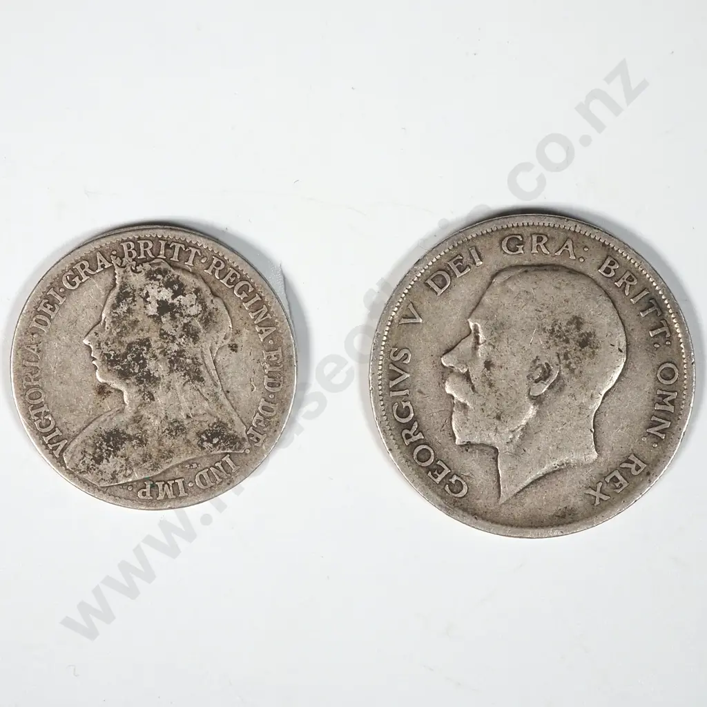 United Kingdom Silver Florin & Half Crown  Image 1++