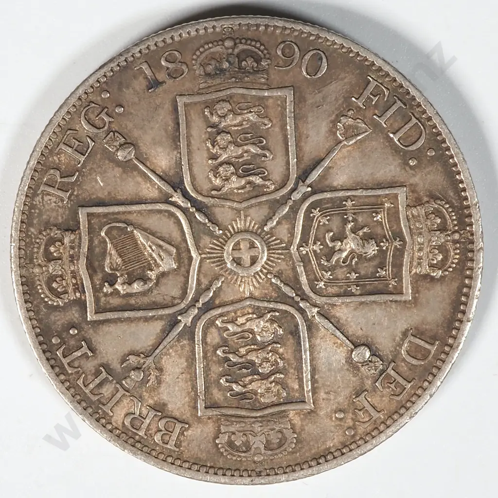 1890 United Kingdom Double Florin EF CV USD $160 Image 1++