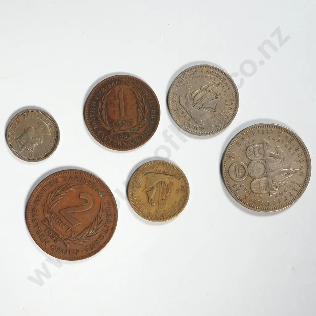 1955 British Caribbean Territories Six Coin Set 1 - 50 Cents  Image 1++