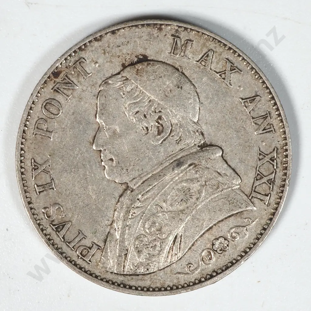 1866 Papal States 1 Libra Coin  Image 1++