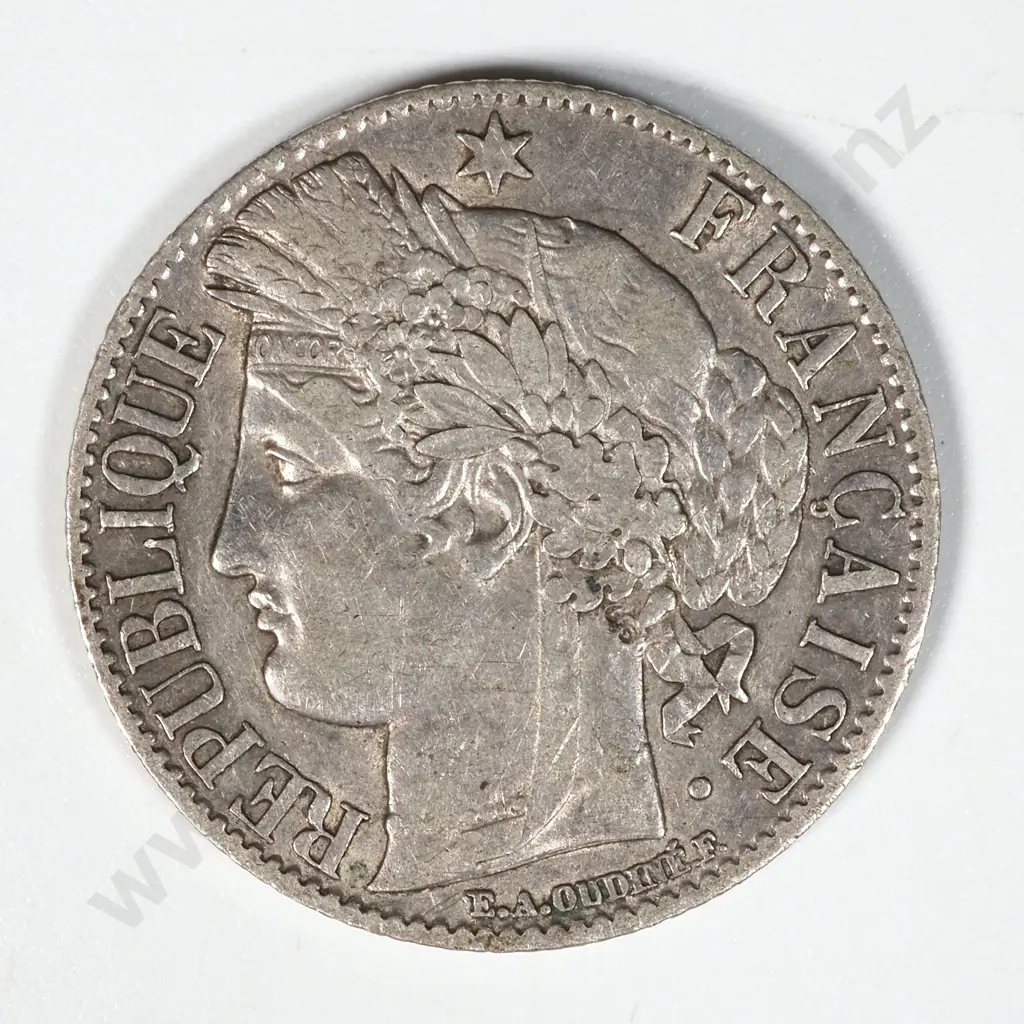 1872 R France One Franc Coin Image 1++