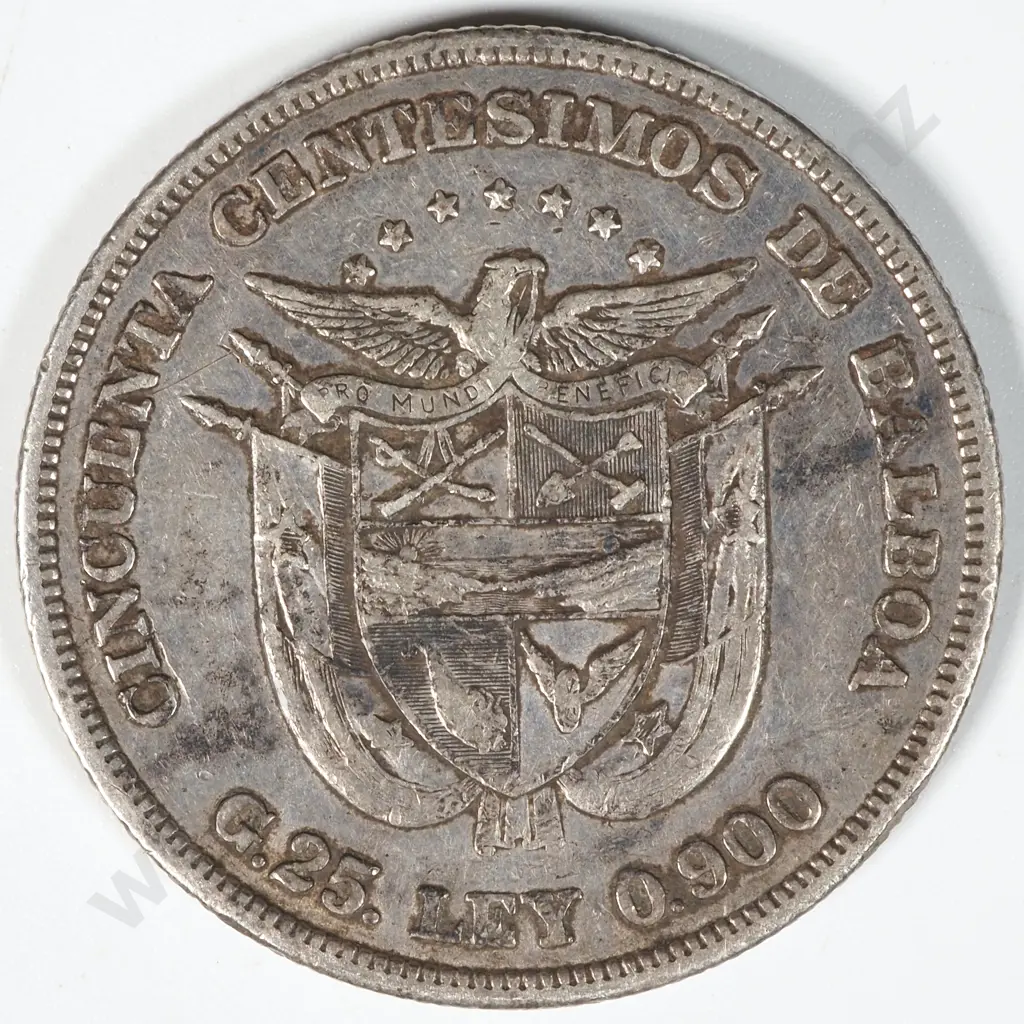 1904 Panama 25 Centesimos .900 Silver Coin  Image 1++