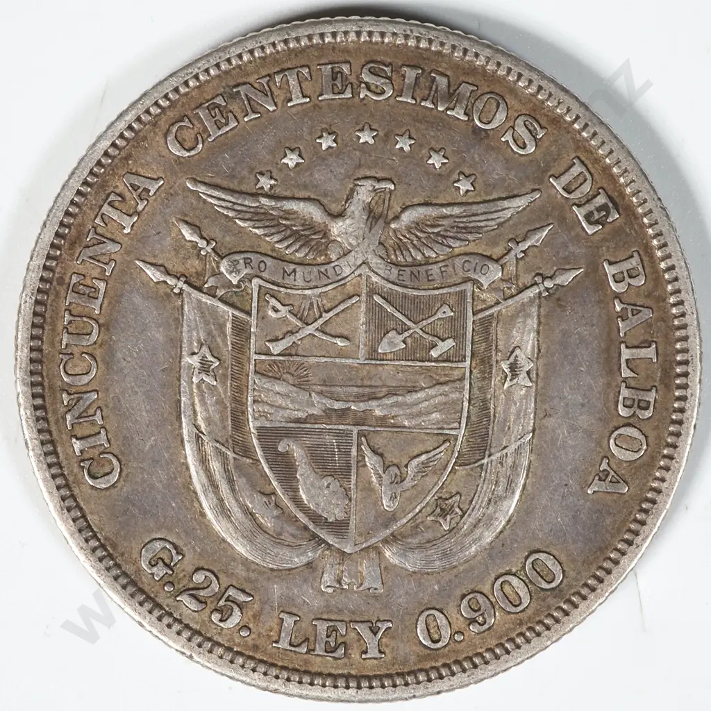 1904 Panama 25 Centesimos .900 Silver Coin  Image 1++
