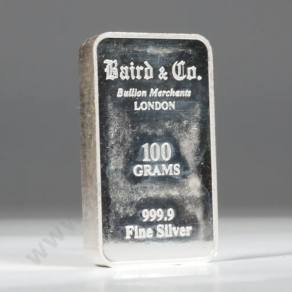 Baird & Company London 100 Gram Pure Silver Bar  Image 1++