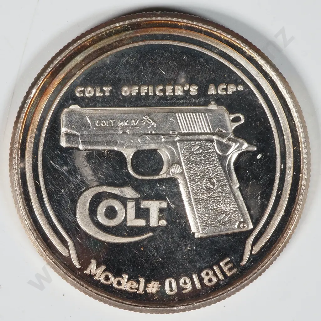 Colt Model 1918 Pistol One Ounce Silver Coin Image 1++