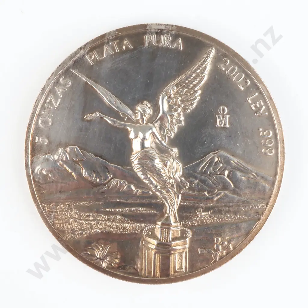 2002 Mexico 5 Ounce Silver Libertad Coin (Scarce Date) Image 1++
