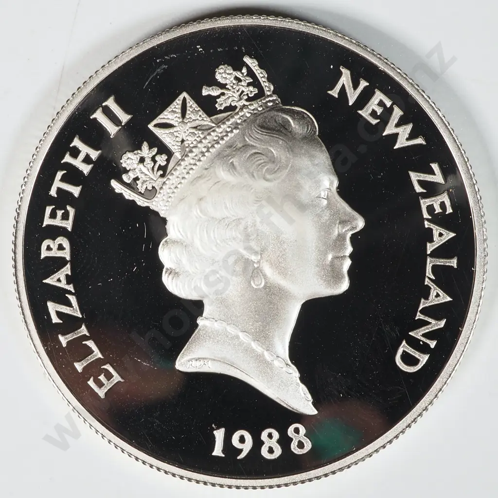 1988 New Zealand Silver Proof Dollar - Uncased  Image 1++