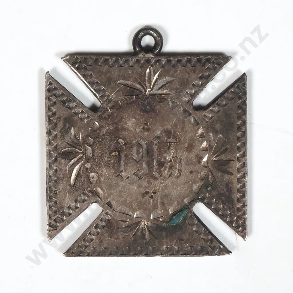 Antique New Zealand Sterling Silver Attendance Fob Medal to P McKinley  Image 1++