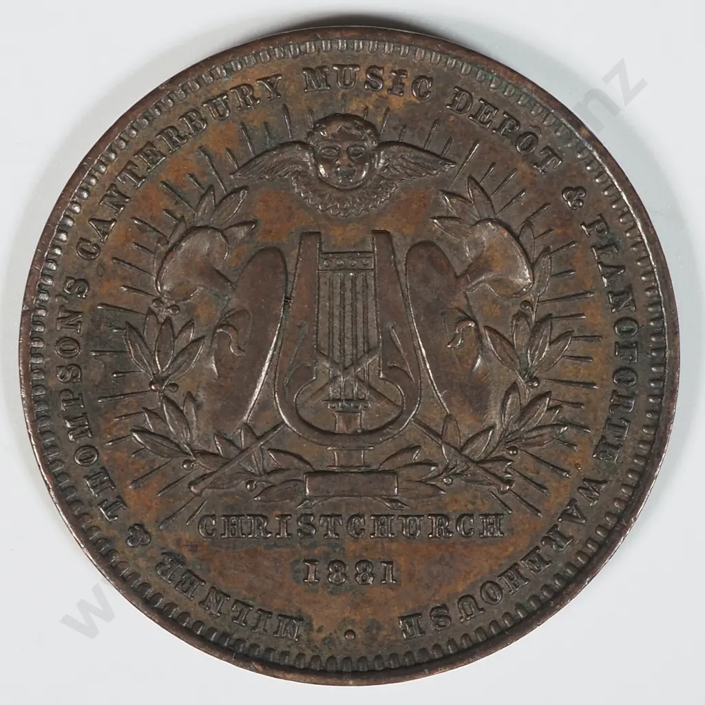 1881 Milner & Thompson Canterbury Music Depot Token  Image 1++