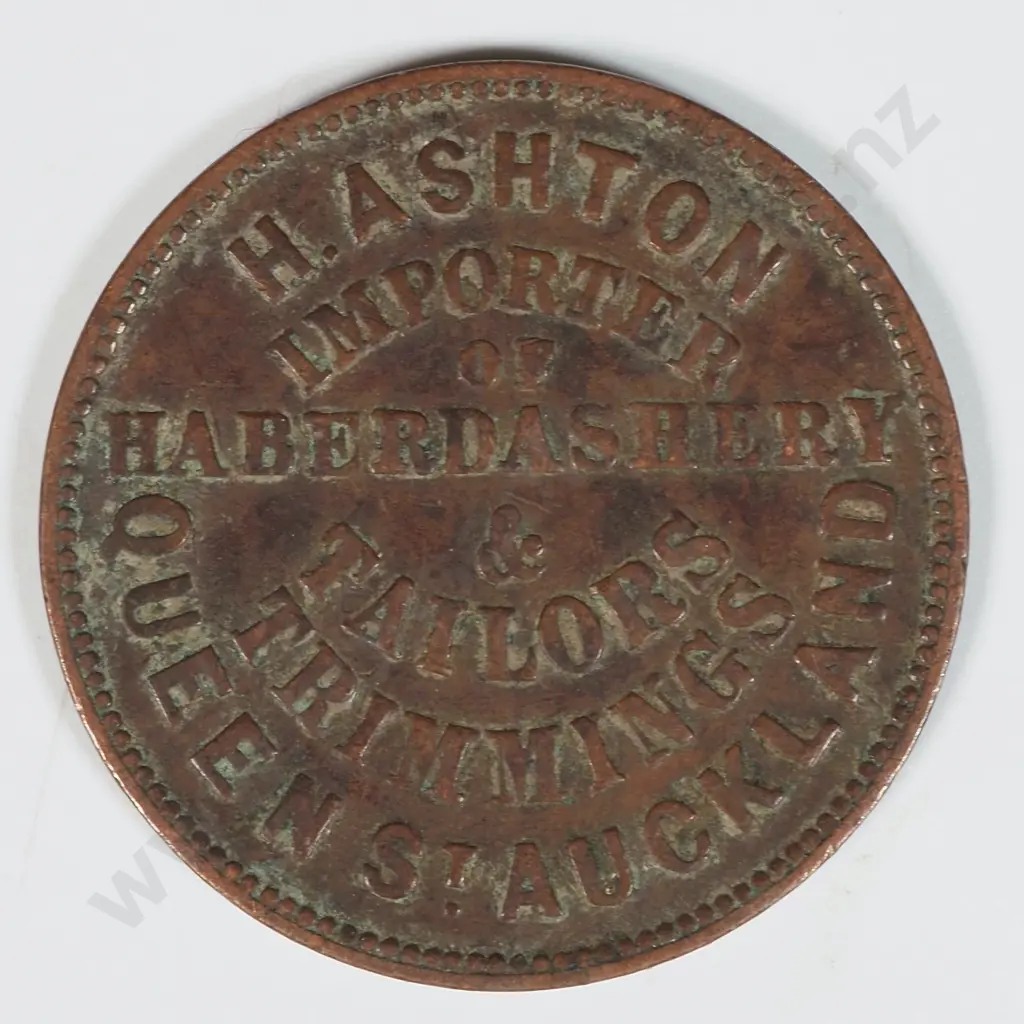 1859 H Ashton Auckland Half Penny Token  Image 1++