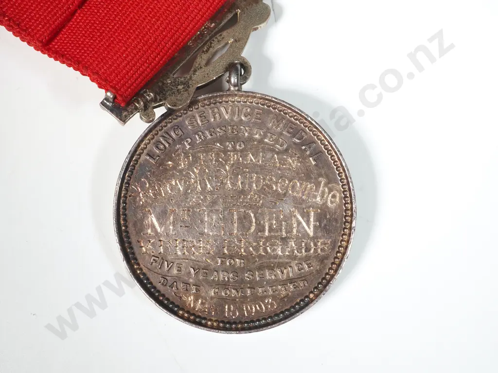 1903 UFBA Medal to Percy R Lipscombe - Mt Eden Fire Brigade - 46.3 Grams Image 1++