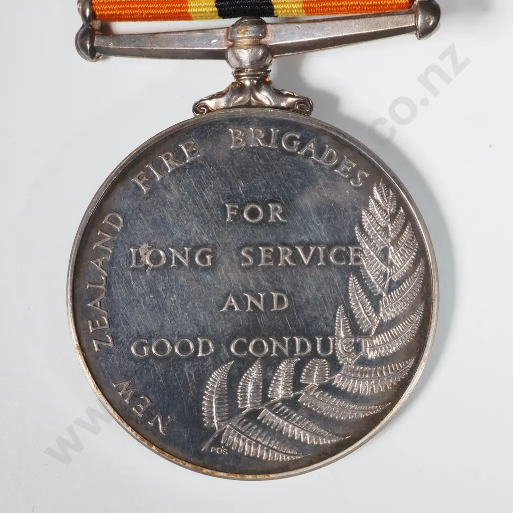 New Zealand Fire Brigade Long Service Good Conduct Medal to H Ormsby - 47.14 Grams Image 1++
