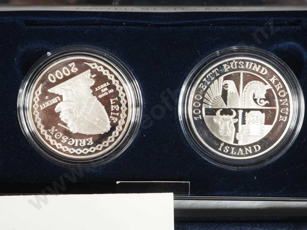 2000 Leif Ericson Millennium Commemorative Coins United States Two Coin Set:  48.11 ASW Image 1++