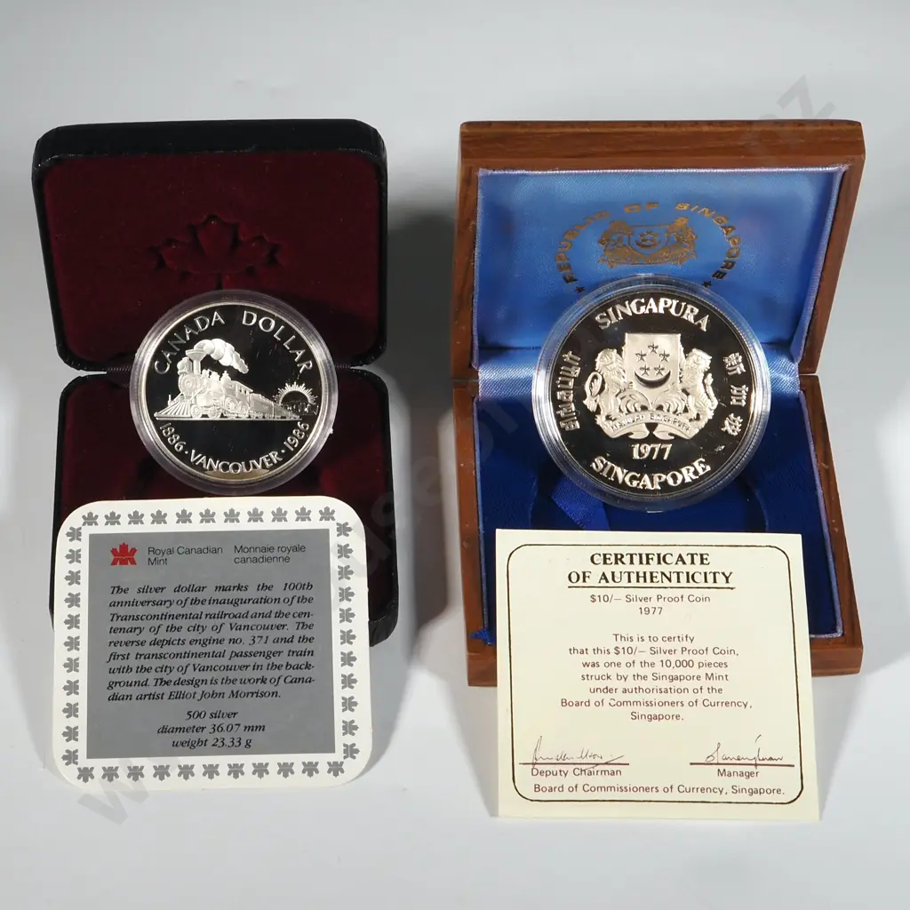 Two 50% Silver Cased Coins - Canada & Singapore  Image 1++