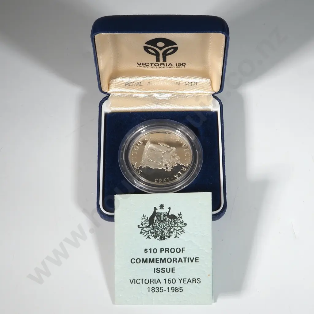 Boxed Royal Australia Mint. Sterling Silver Coin Victoria 150 Years 10 Dollars Image 1++