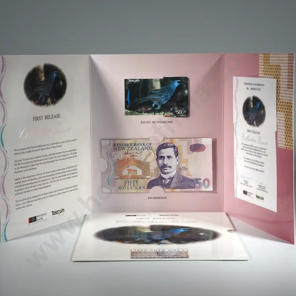 New Zealand Fifty Dollar Banknote Phone Card Presentation Set  Image 1++