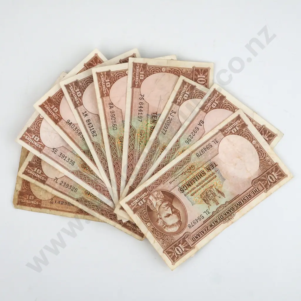 Ten Fleming Ten Shilling Banknotes - Circulated  Image 1++