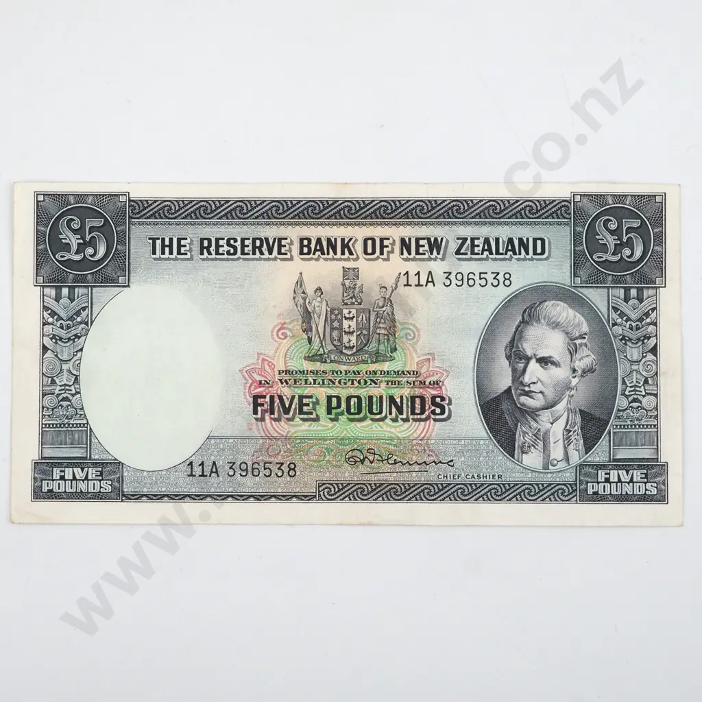New Zealand Five Pound Fleming Banknote EF  Image 1++