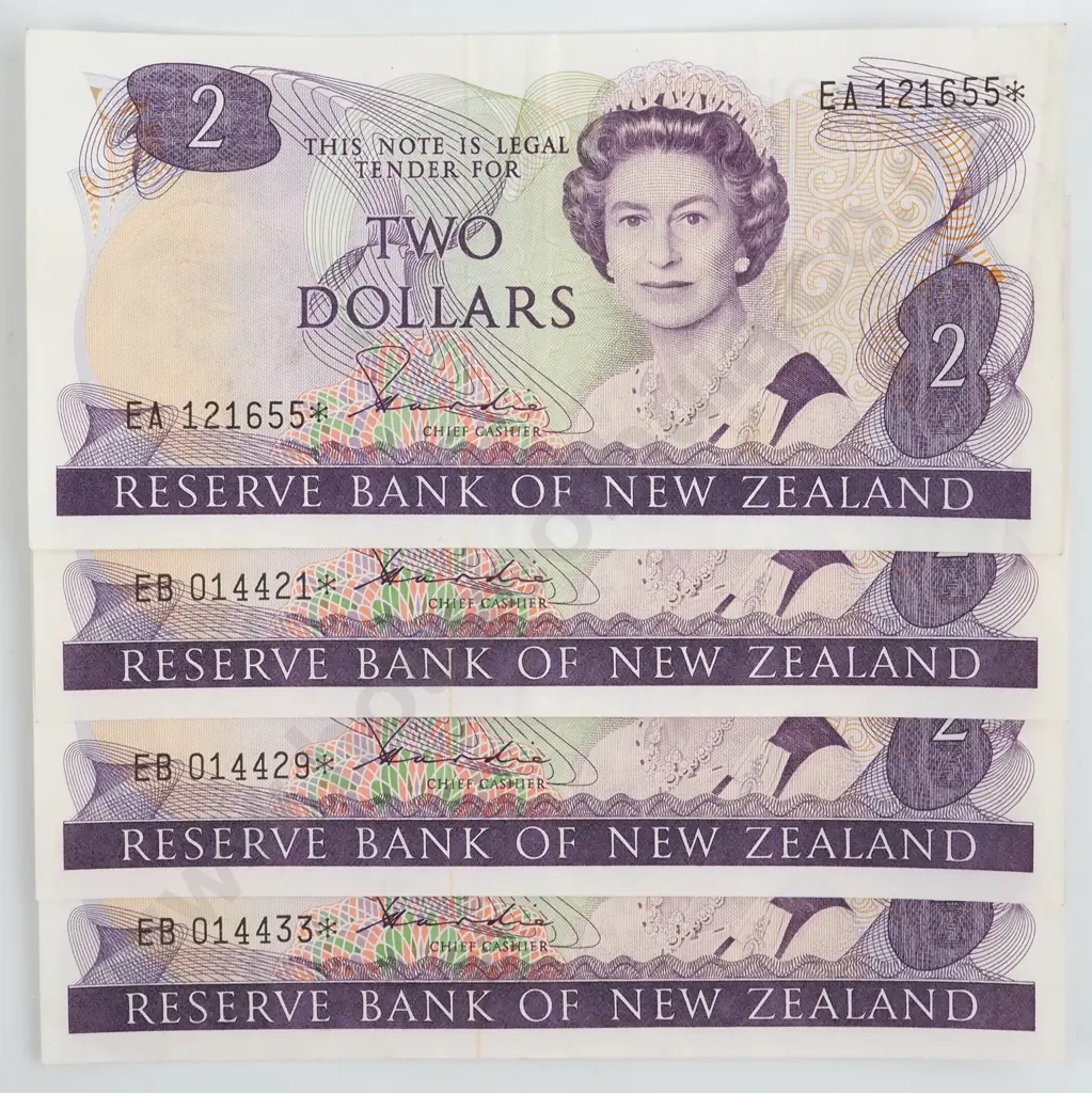 Four New Zealand Hardie Two Dollar Star Notes  Image 1++