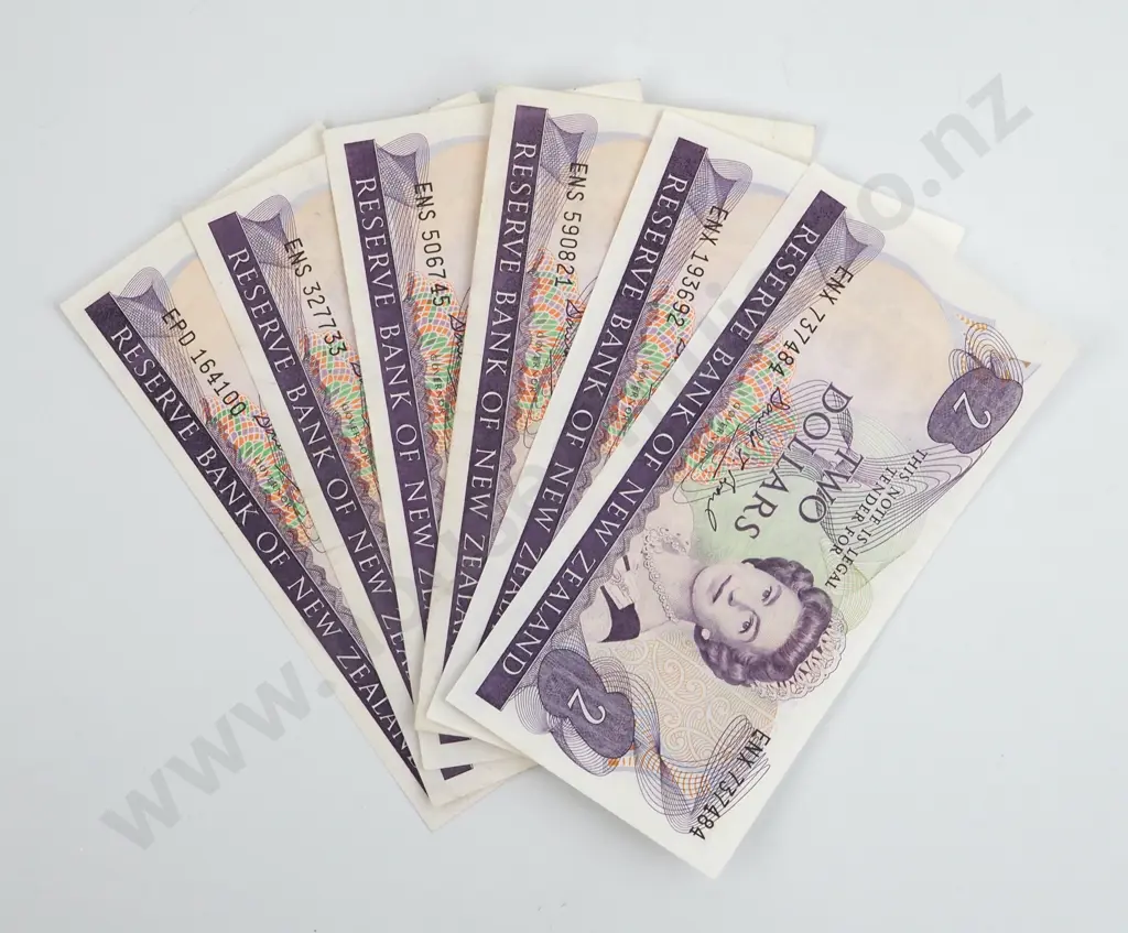 Six New Zealand Two Dollar Brash Banknotes  Image 1++