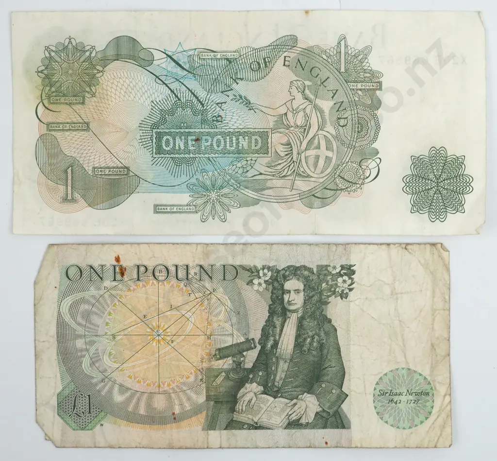Two United Kingdom One Pound Banknotes  Image 1++
