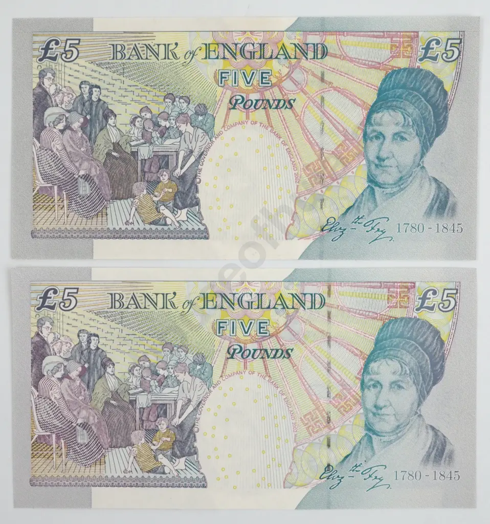 Two United Kingdom Five Pound UNC Banknotes  Image 1++