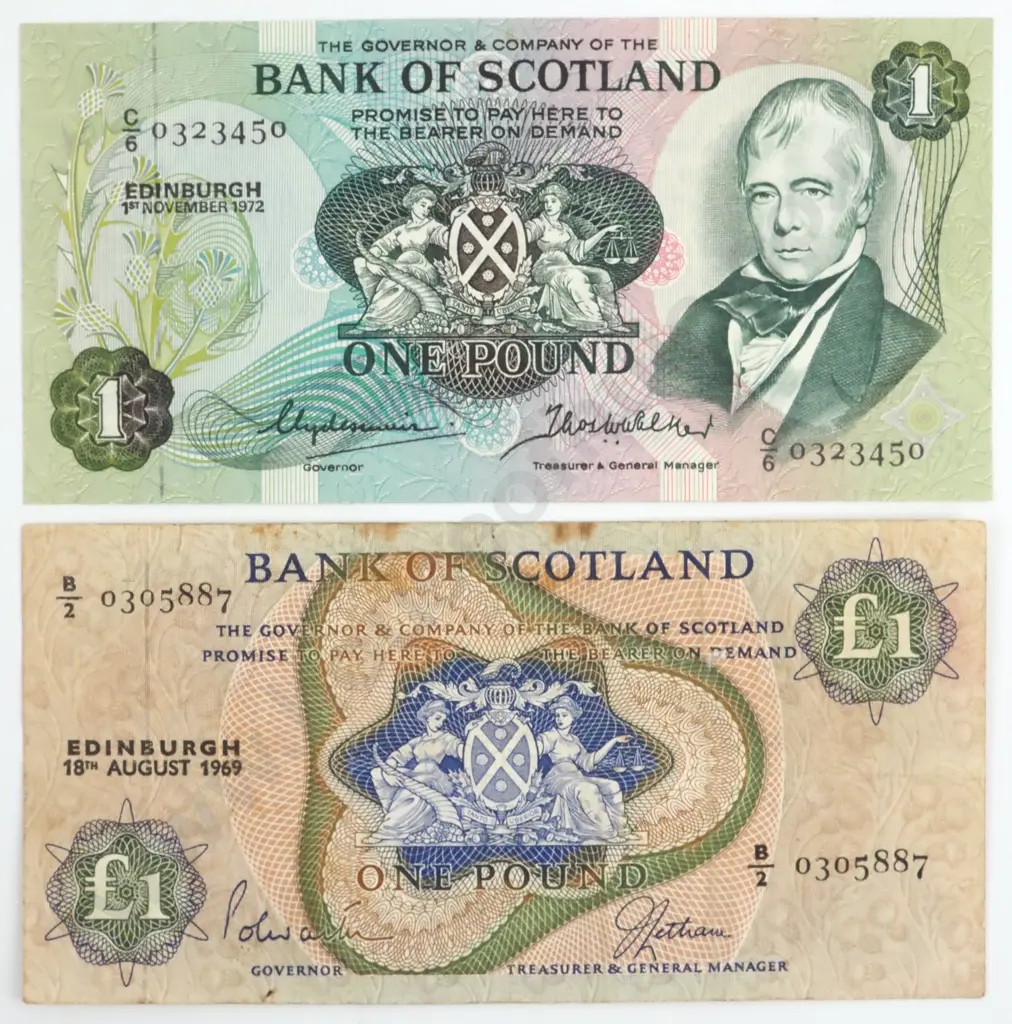 Two Bank of Scotland One Pound Banknotes  Image 1++