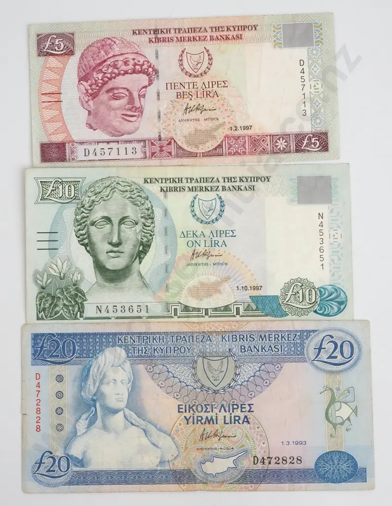 Three Banknotes from Cyprus  Image 1++