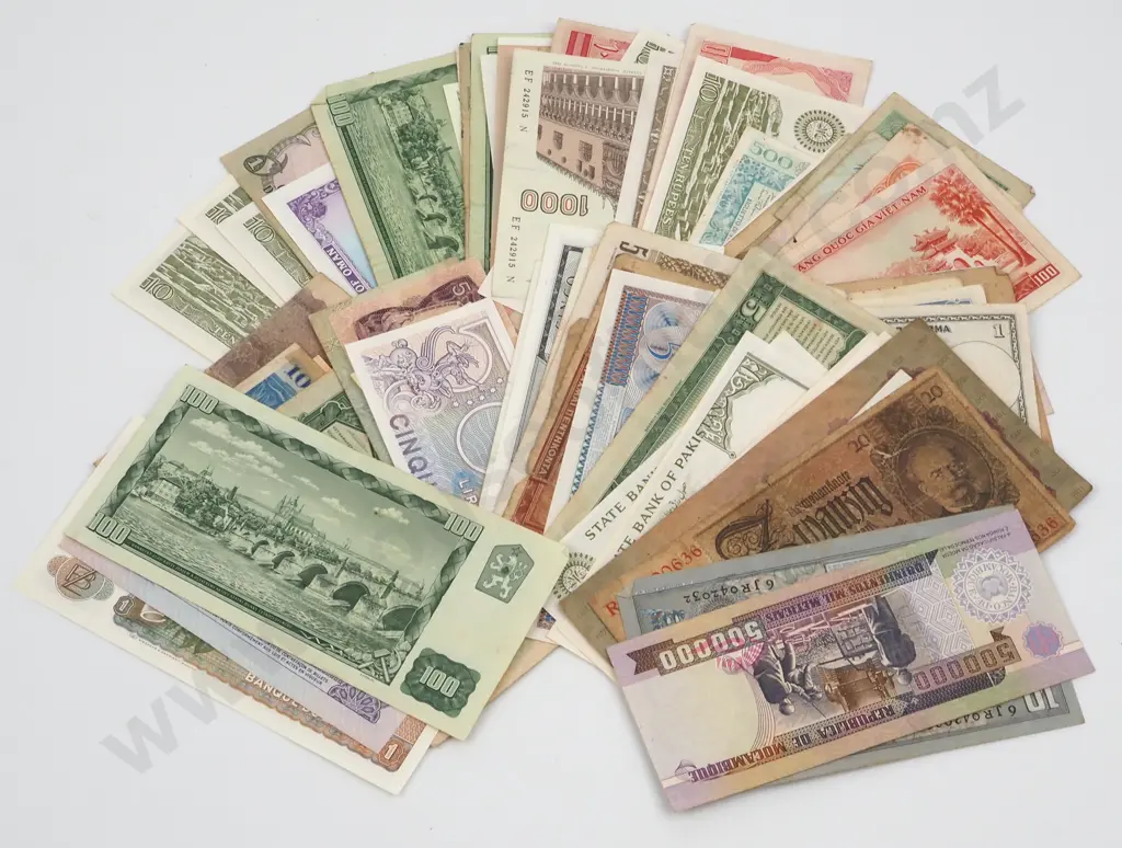 Approximately 100 Vintage World Banknotes - Earliest Sighted being 1923 Image 1++