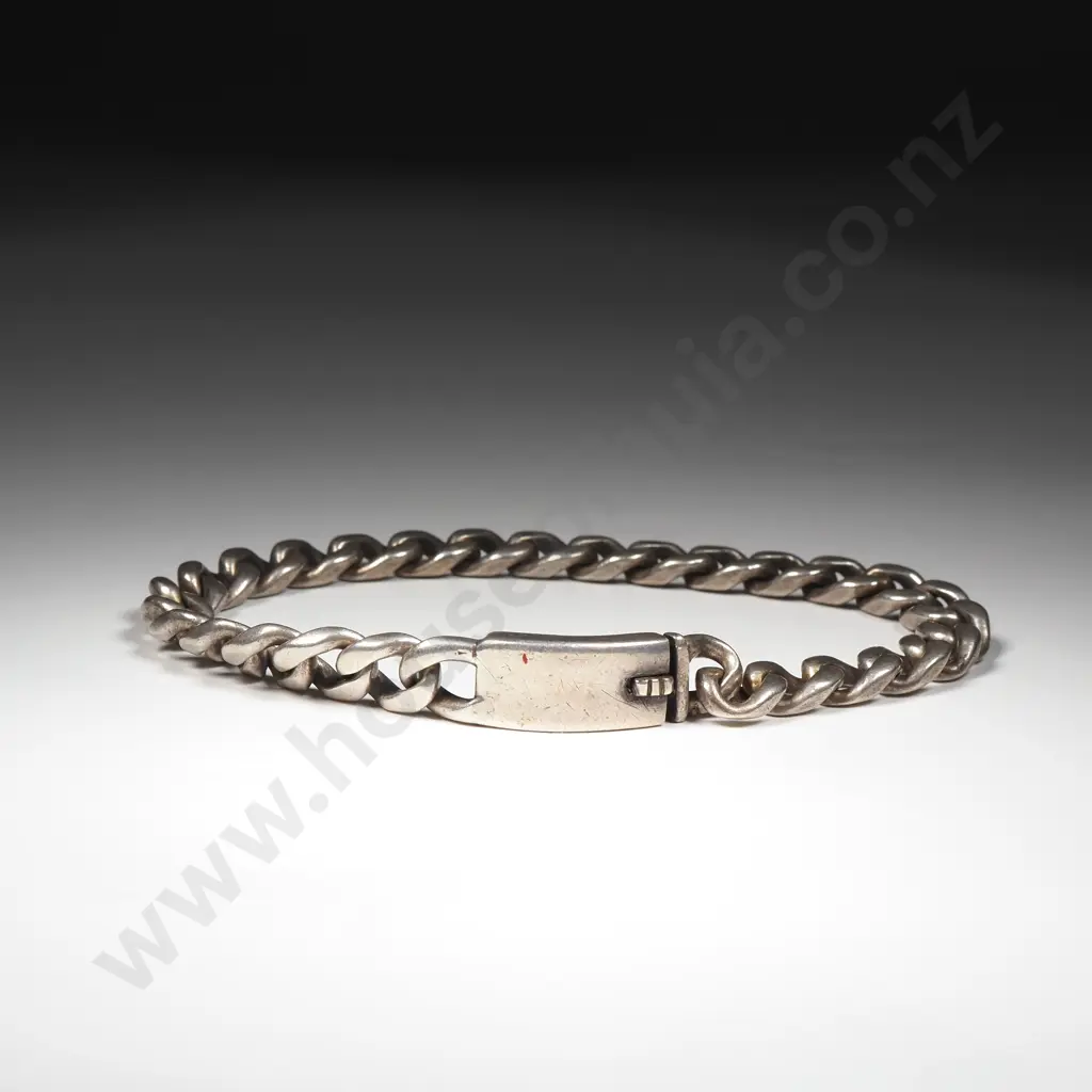 Sterling Silver Men's Flat Link Chain  Bracelet Image 1++