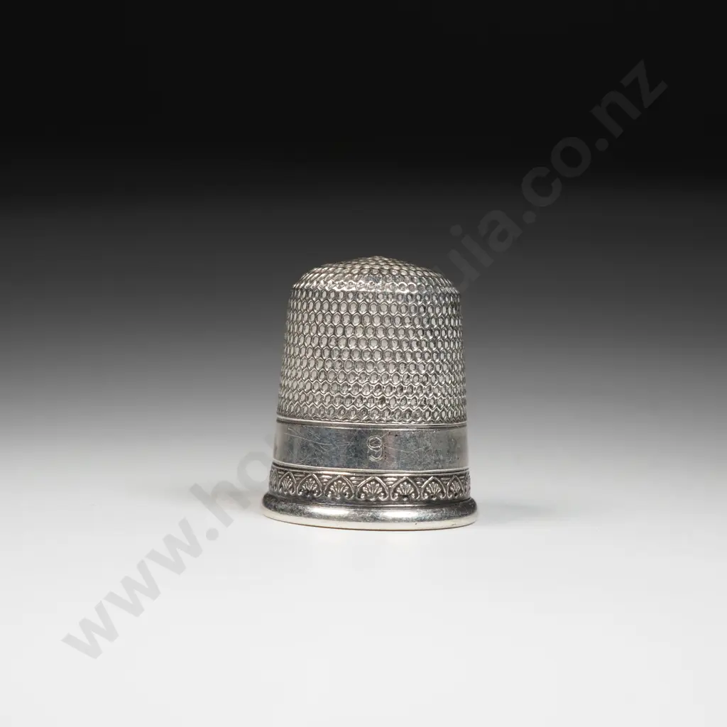 Sterling Silver Simons & Co Thimble w Palmette Rim - Size 12 Image 1++