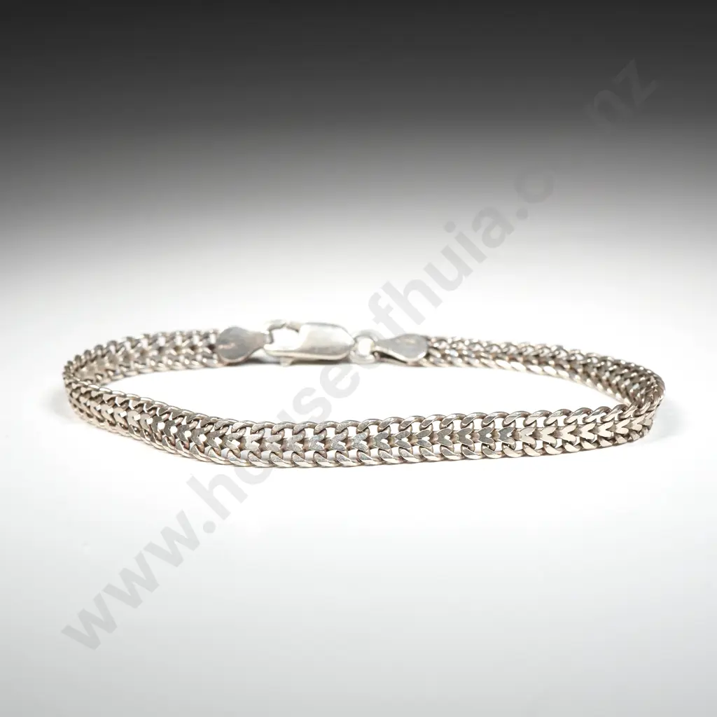 Sterling Silver Flat Link Bracelet  Image 1++