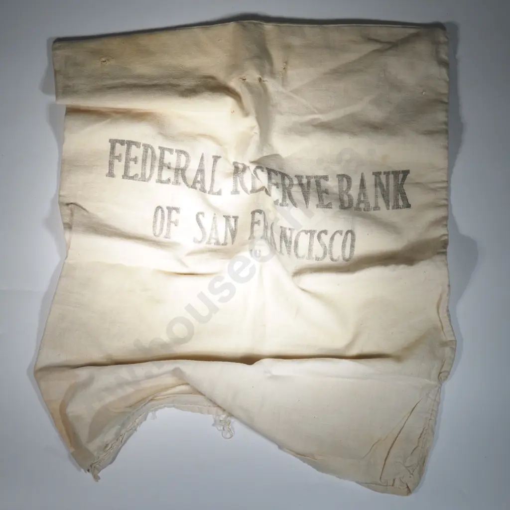 Vintage Cloth Money Bag From The Federal Reserve Bank Of San Francisco Image 1++