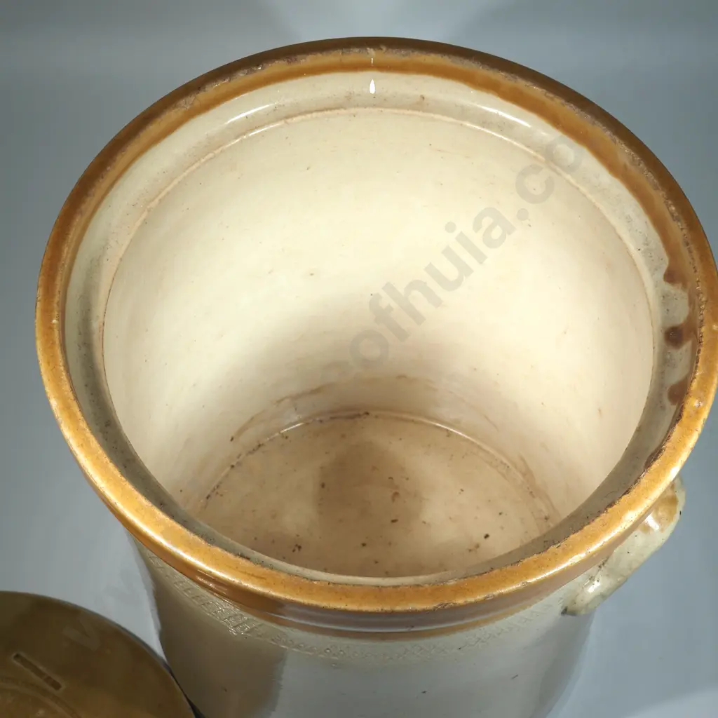 Two Tone Peter Hutson and Co Two Tone Lidded Crock ;  Circa 1920; New Zealand Image 1++