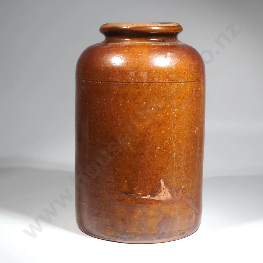 Luke Adams  Brown Glazed Crock. Marked Luke Adams Pottery Works Sydenham To Base Image 1++