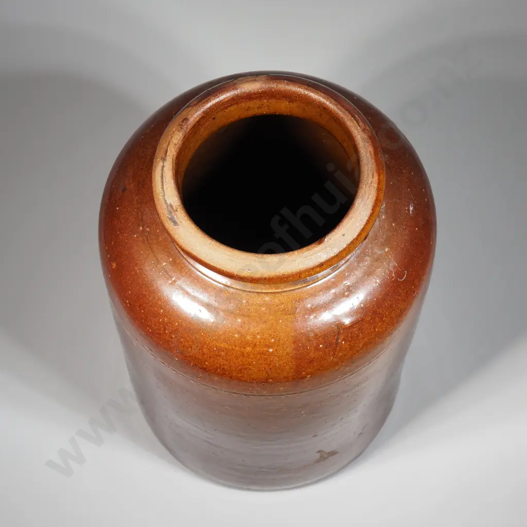 Luke Adams  Brown Glazed Crock. Marked Luke Adams Pottery Works Sydenham To Base Image 1++