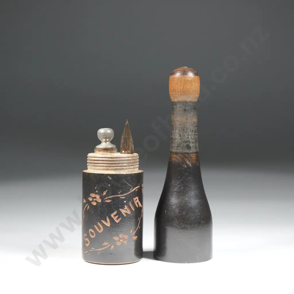 Antique Souvenir Wooden Champagne Bottle Ink Set  Image 1++
