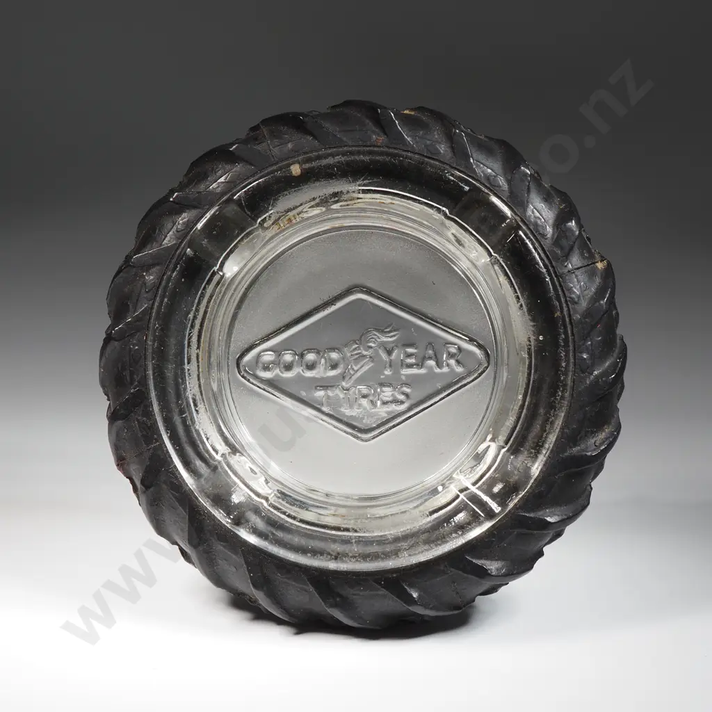 Vintage Goodyear Rubber/Glass Promotional Ashtray. Image 1++
