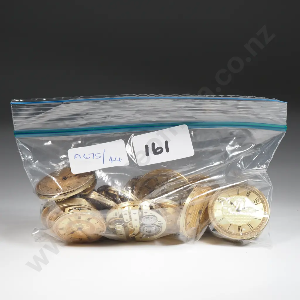 Assortement Of Mainly Ladies Pocket Watch Movements with Engraved Gilt Dials. One Dial Engraved "Petersens ChCh" Image 1++